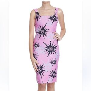 Fausto Puglisi Sun Print Jersey Fitted Tank Dress Pink size 12 NWT NEW